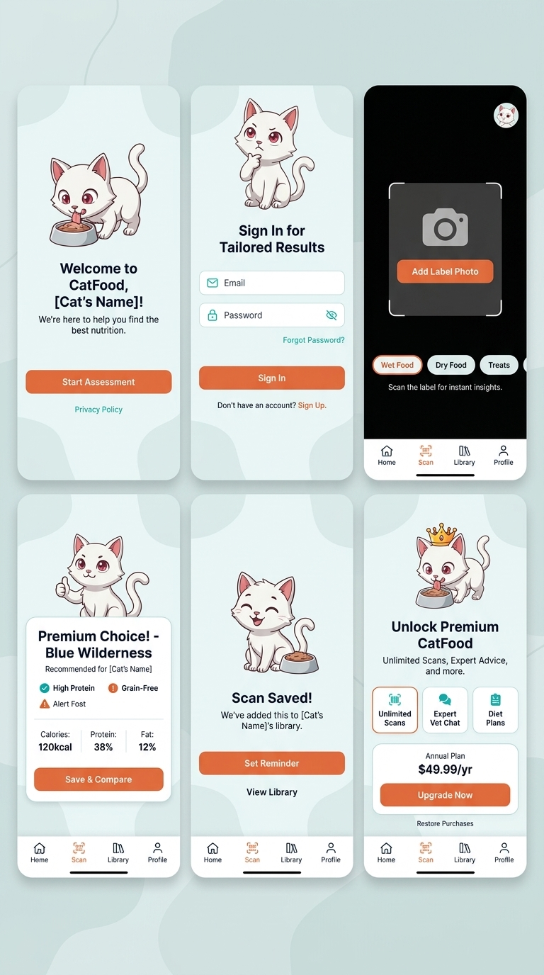 CatFood app screens